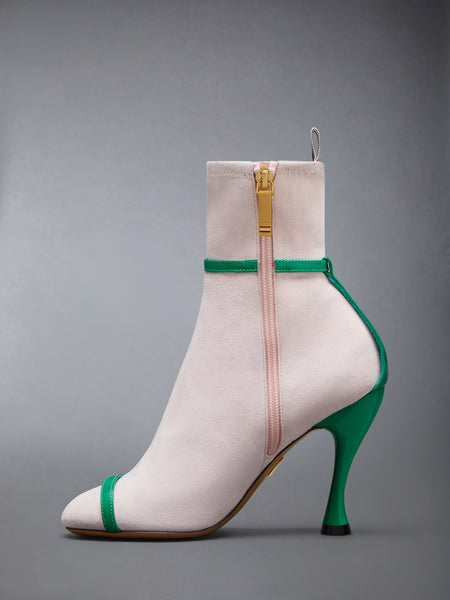 ソフトスエード トロンプルイユ 4-BAR アンクルブーツ 105MM ピンク/緑