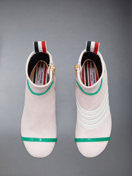 ソフトスエード トロンプルイユ 4-BAR アンクルブーツ 105MM ピンク/緑