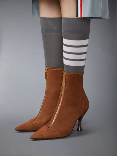 SUEDE WINGTIP BOOTIE 90MM CARAMEL