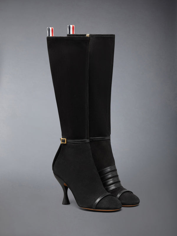 SOFT SUEDE TROMPE L'OEIL 4-BAR SANDAL BOOT 90MM - image 3