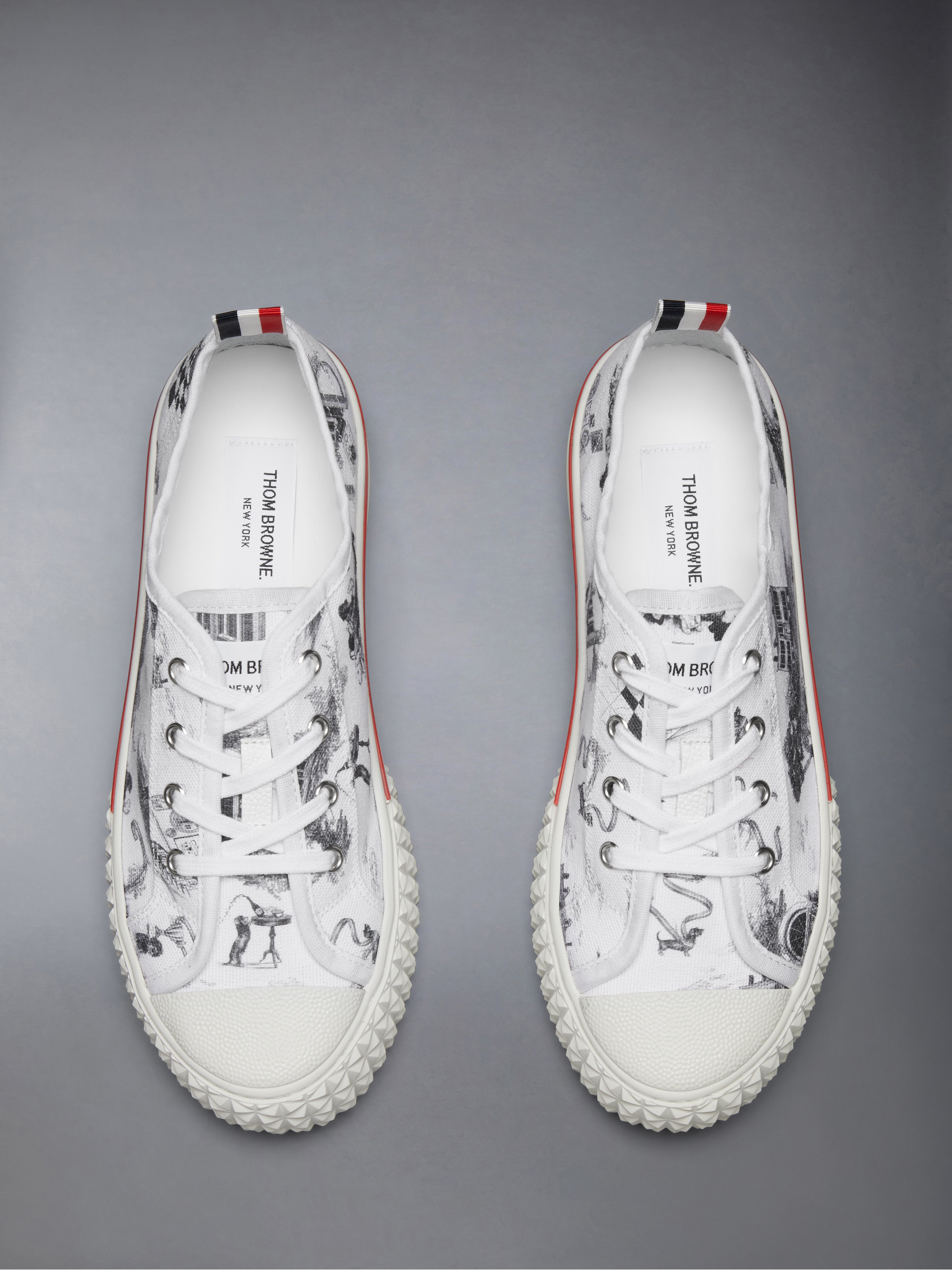 THOM BROWNE タオル ホワイト　値下げ Canvas Hector Toile Low Top Sneakers | Thom Browne