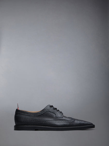 PEBBLE GRAIN LONGWING POINTED BROGUE BLACK