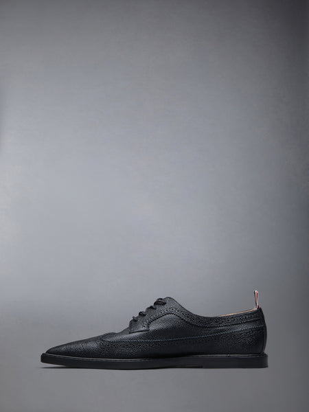 PEBBLE GRAIN LONGWING POINTED BROGUE BLACK