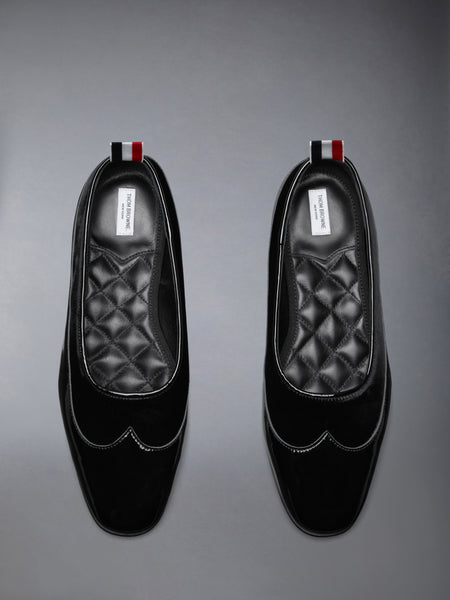 SOFT PATENT AND VELVET OPERA BALLERINA BLACK