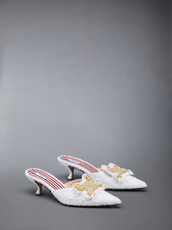 TWEED PEARL CURVED HEEL MULE - image 2