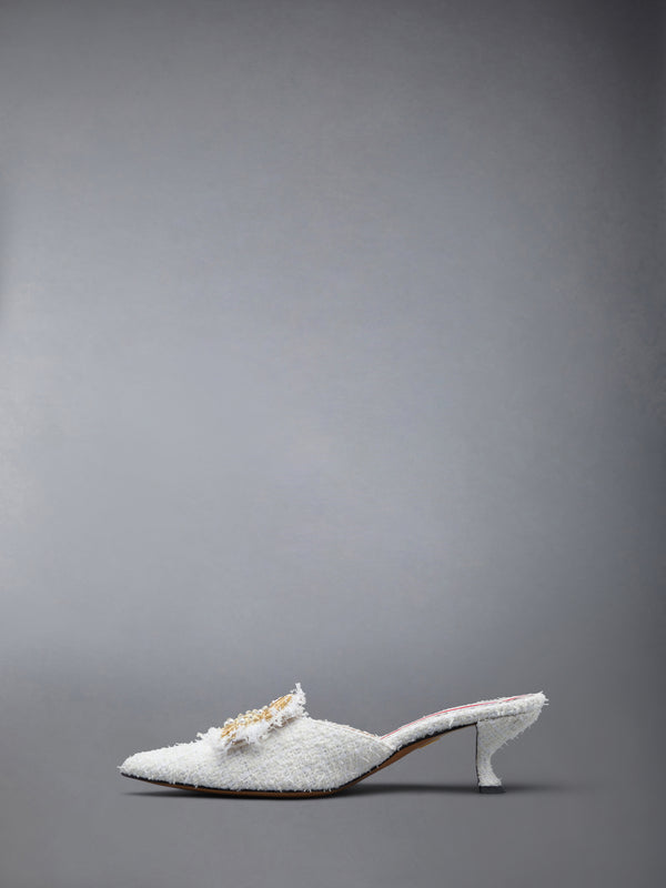 TWEED PEARL CURVED HEEL MULE - image 3