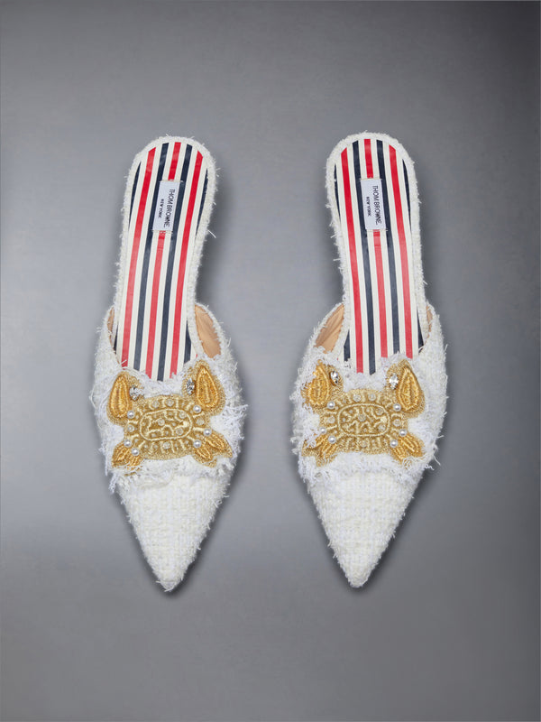 TWEED PEARL CURVED HEEL MULE - image 5