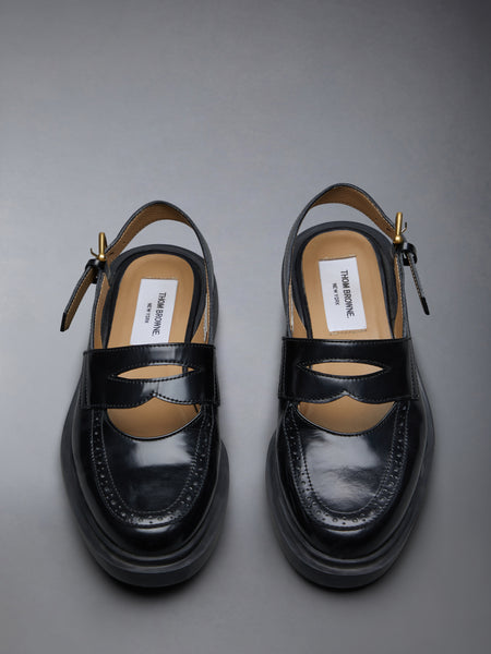 SPAZZOLATO SLINGBACK PENNY LOAFER BLACK