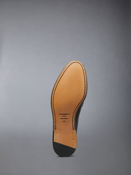 CALF LEATHER SOLE PLEATED VARSITY LOAFER MULE BLACK