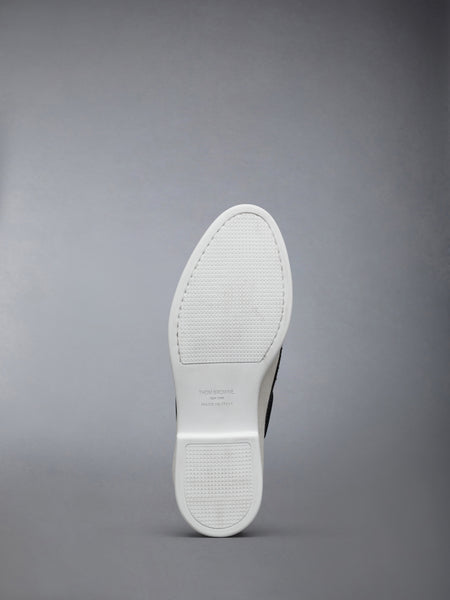 COTTON CANVAS BOAT SHOE NATURAL/BLACK