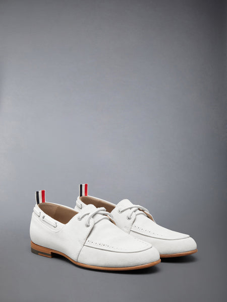 SUEDE FLEX LEATHER SOLE BOAT SHOE WHITE