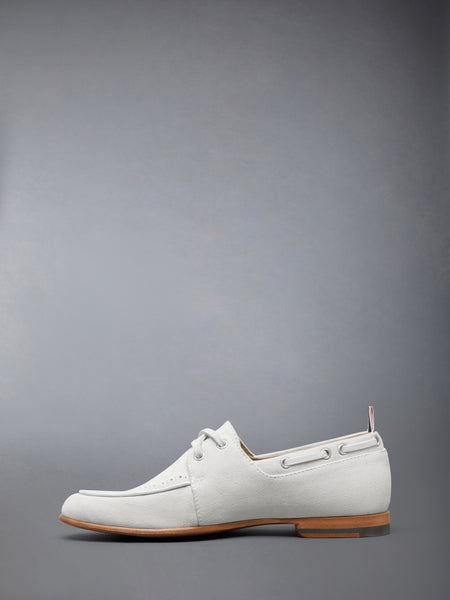 SUEDE FLEX LEATHER SOLE BOAT SHOE WHITE