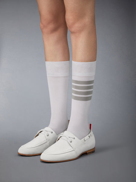 SUEDE FLEX LEATHER SOLE BOAT SHOE WHITE