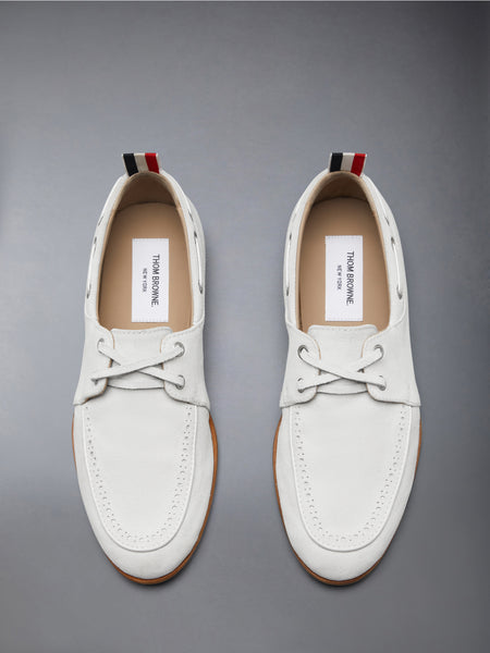 SUEDE FLEX LEATHER SOLE BOAT SHOE WHITE