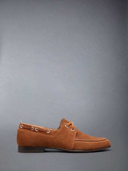 SUEDE FLEX LEATHER SOLE BOAT SHOE CARAMEL