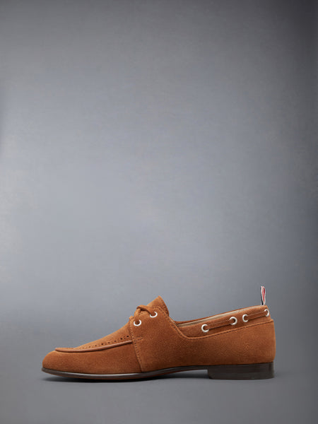 SUEDE FLEX LEATHER SOLE BOAT SHOE CARAMEL