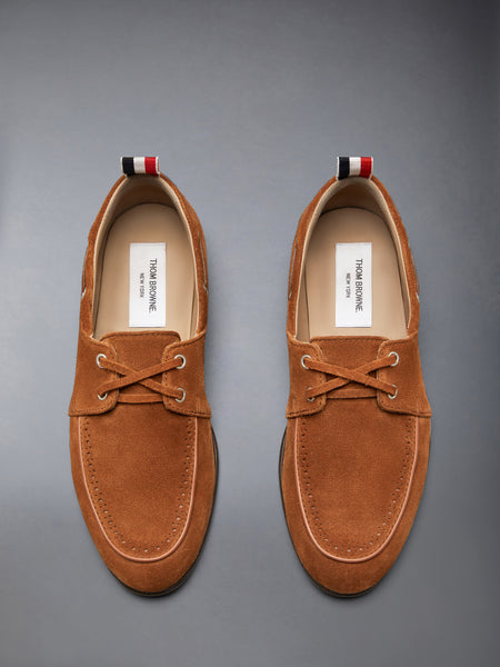 SUEDE FLEX LEATHER SOLE BOAT SHOE CARAMEL