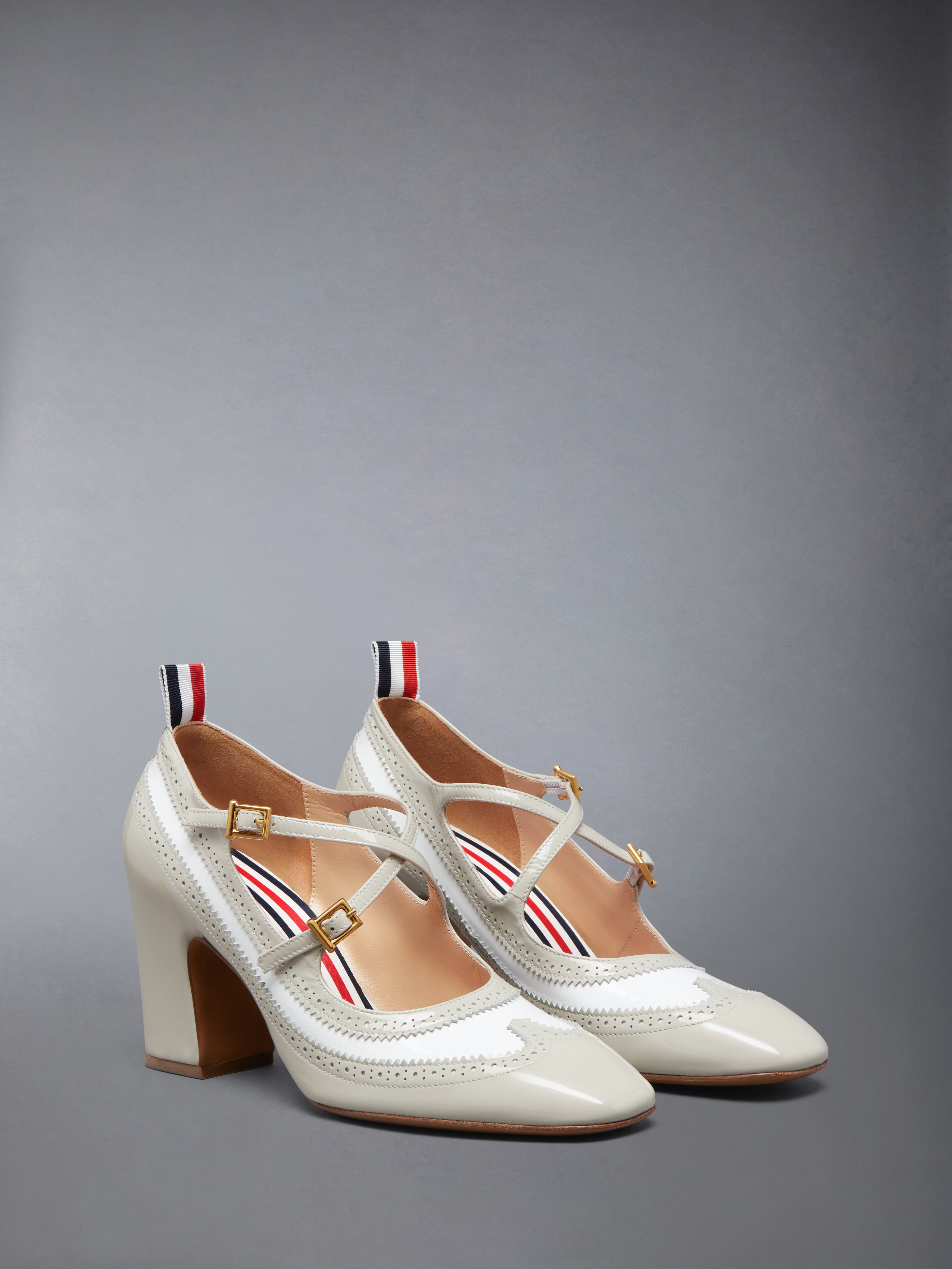 THOM BROWNE トム ブラウン イントレチャート　パンプス トリコロール Leather Criss Cross Thom John 75Mm | Thom Browne