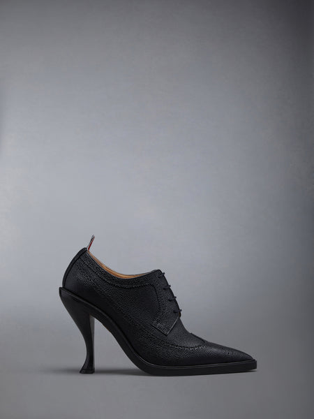 PEBBLE GRAIN LONGWING BROGUE HEEL 105MM BLACK