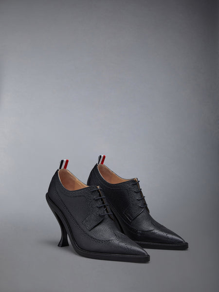 PEBBLE GRAIN LONGWING BROGUE HEEL 105MM BLACK
