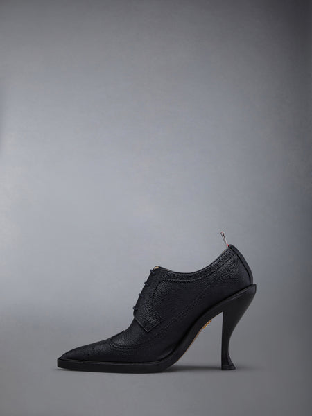 PEBBLE GRAIN LONGWING BROGUE HEEL 105MM BLACK