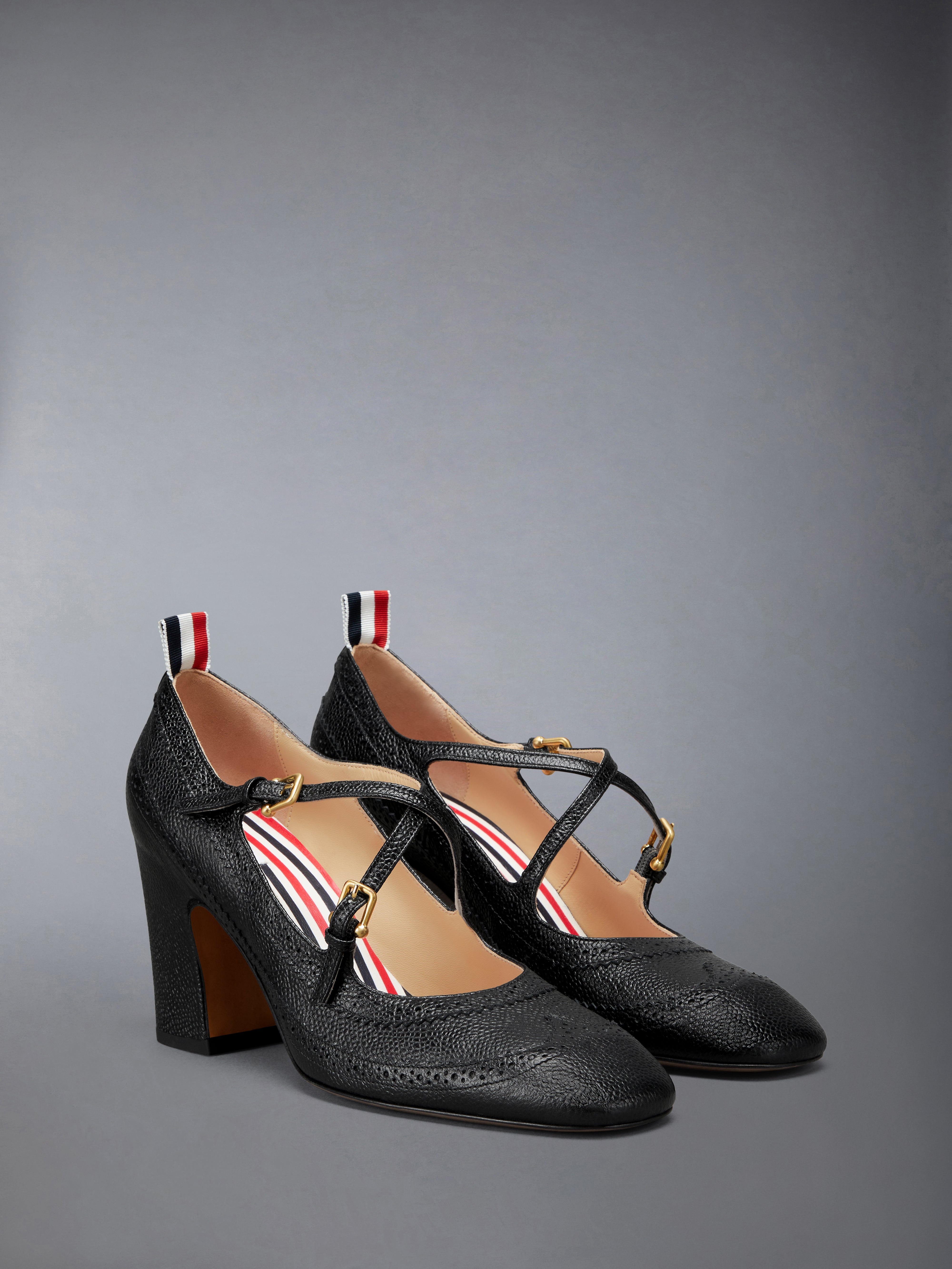 PEBBLE GRAIN CRISS CROSS THOM JOHN 75MM HEEL | Thom Browne