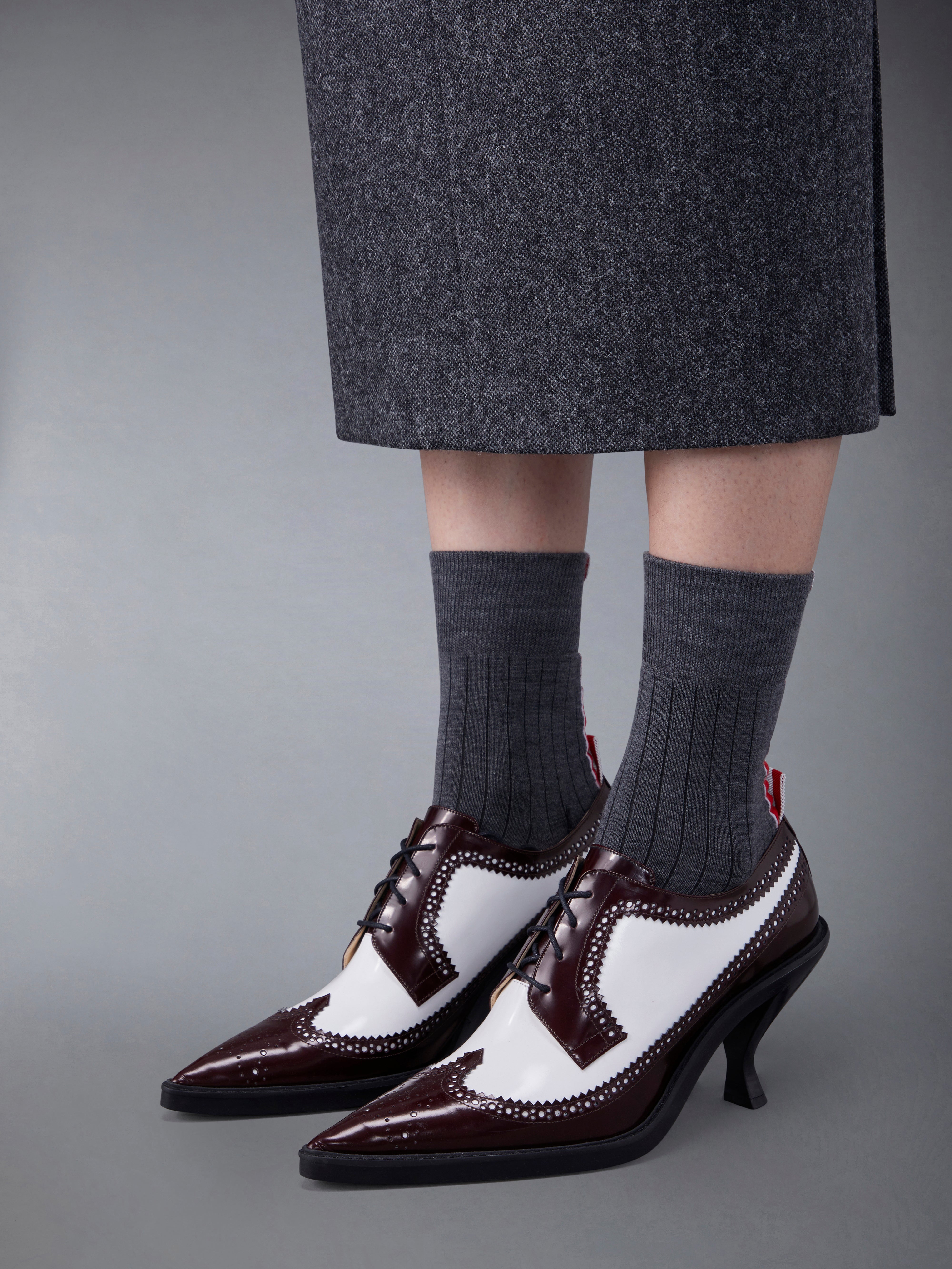 SOFT SPAZZOLATO LONGWING SPECTATOR BROGUE HEEL 75MM | Thom