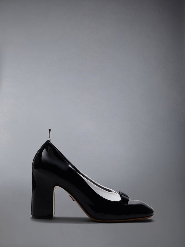 PATENT VITELLINO BOW & COLLAR COURT SHOES 90MM - featured image