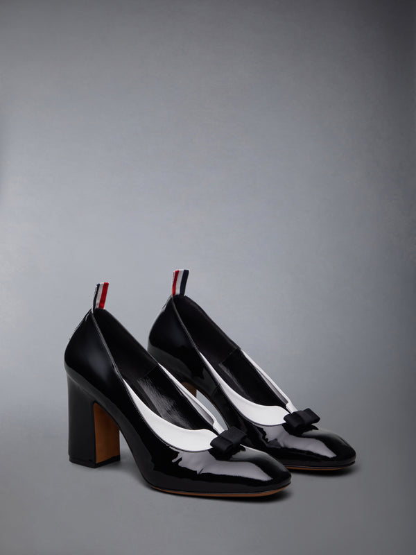 PATENT VITELLINO BOW & COLLAR COURT SHOES 90MM - image 2