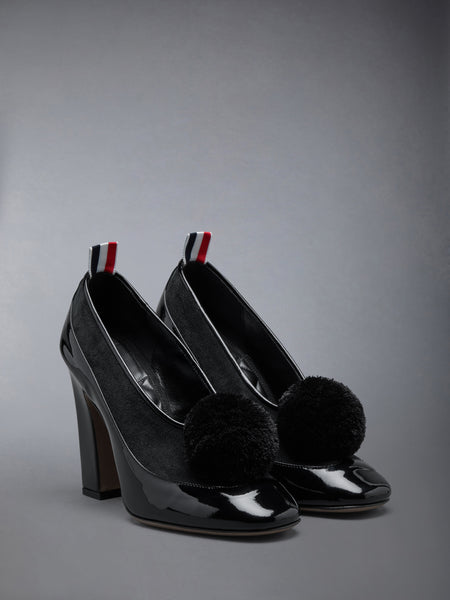 CALF SUEDE POM POM OPERA PUMP 90MM