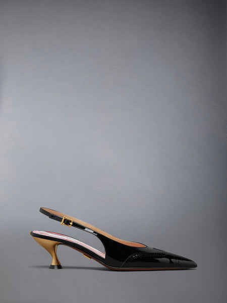 SOFT PATENT WINGTIP SLINGBACK 50MM BLACK