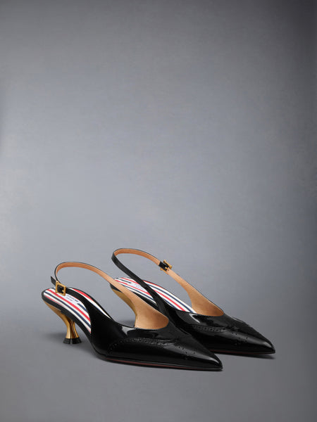 SOFT PATENT WINGTIP SLINGBACK 50MM BLACK