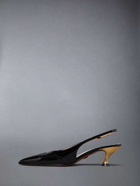 SOFT PATENT WINGTIP SLINGBACK 50MM BLACK