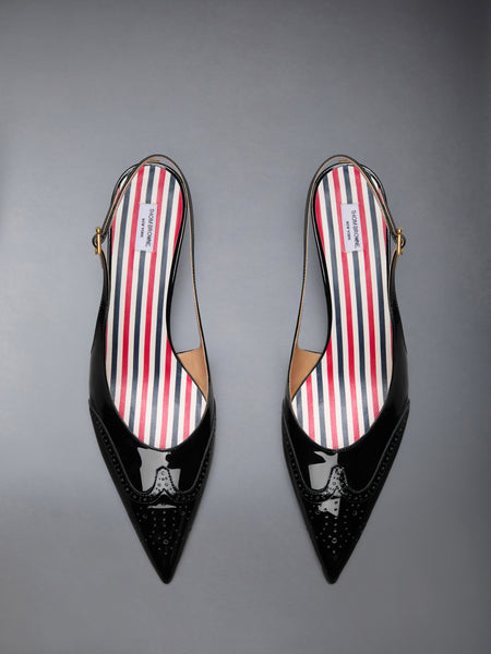 SOFT PATENT WINGTIP SLINGBACK 50MM BLACK