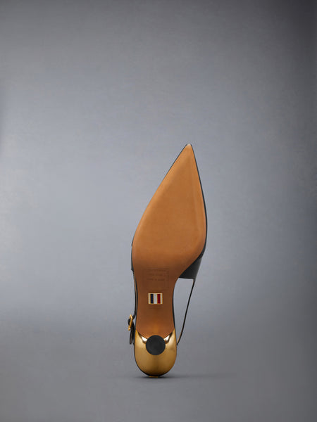 SOFT PATENT WINGTIP SLINGBACK 50MM BLACK