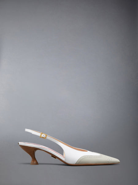 SOFT PATENT WINGTIP SLINGBACK 50MM KHAKI/WHITE