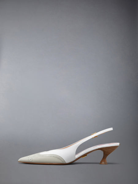 SOFT PATENT WINGTIP SLINGBACK 50MM KHAKI/WHITE