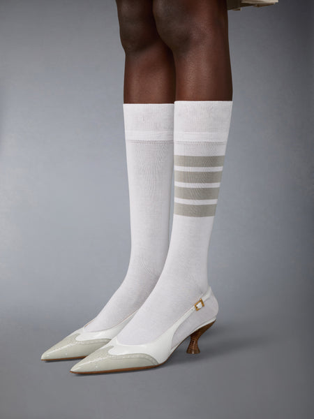 SOFT PATENT WINGTIP SLINGBACK 50MM KHAKI/WHITE