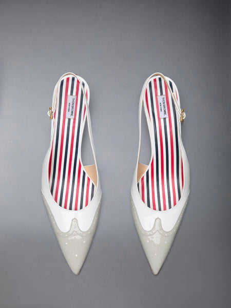 SOFT PATENT WINGTIP SLINGBACK 50MM KHAKI/WHITE