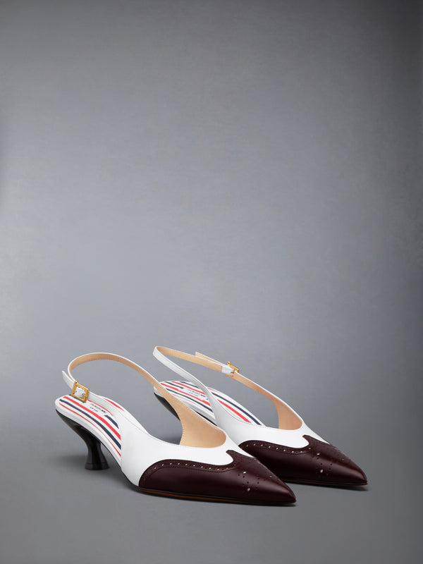 SOFT SPAZZOLATO SHINY CALF WINGTIP SLINGBACK 50MM - image 2
