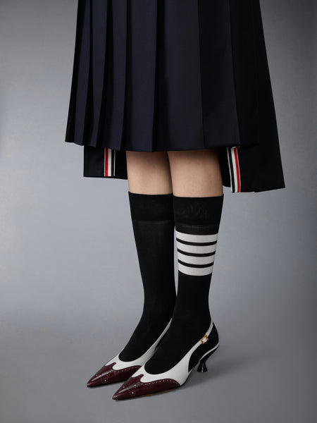 SOFT SPAZZOLATO SHINY CALF WINGTIP SLINGBACK 50MM BURGUNDY /WHITE