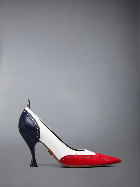 LEATHER WINGTIP PUMP 90MM RWBWHT