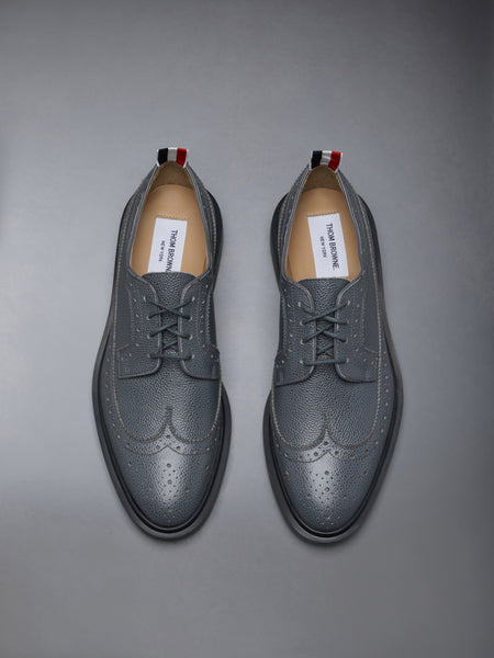 Pebble Grain Leather Longwing Brogue DARK GREY