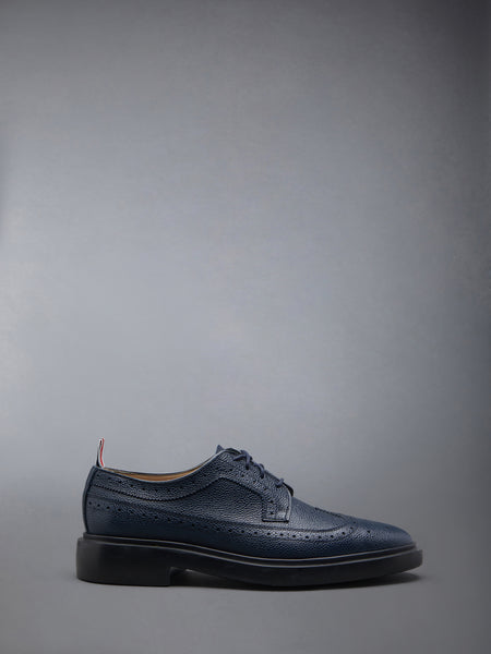 Pebble Grain Leather Longwing Brogue NAVY