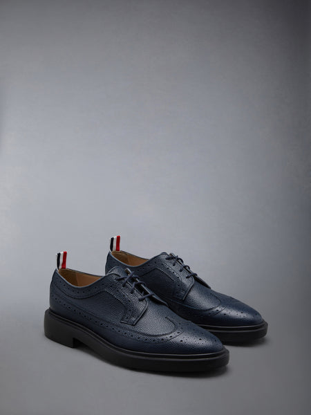 Pebble Grain Leather Longwing Brogue NAVY