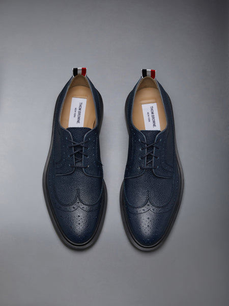 Pebble Grain Leather Longwing Brogue NAVY