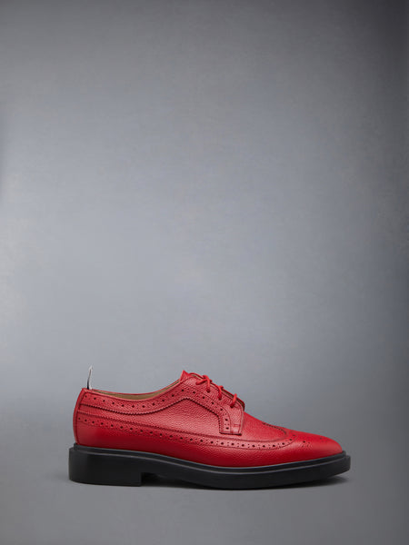 Pebble Grain Leather Longwing Brogue RED