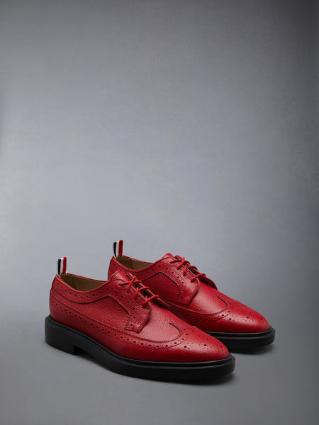Pebble Grain Leather Longwing Brogue RED