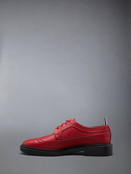 Pebble Grain Leather Longwing Brogue RED