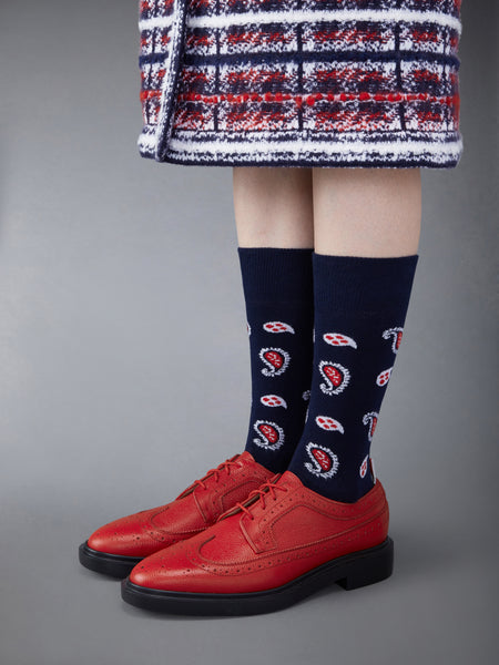 Pebble Grain Leather Longwing Brogue RED